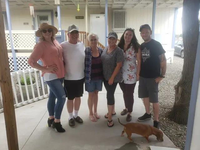 Family gathered on the porch