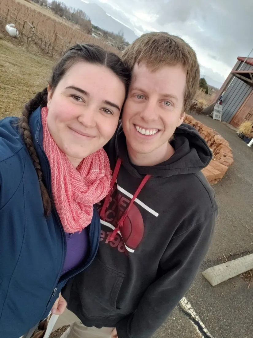 An early selfie of Brianna and Evan from their first year together